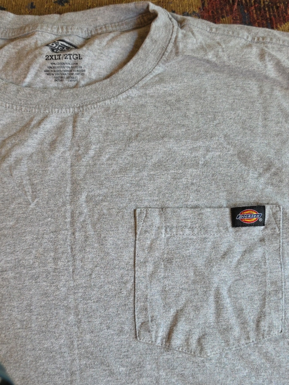 Dickies Men's 2xLT Light Gray Pocket Tee with Logo Patch